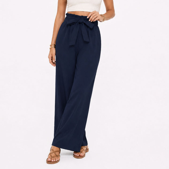 Bella | Tie Detail Elastic Trousers – Relaxed Elegant Style