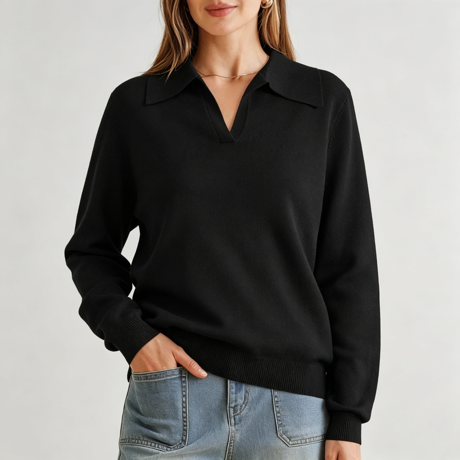 Vora | Collared V-Neck Knit Sweater