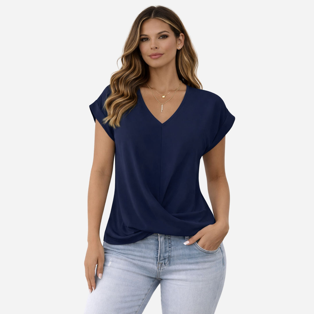 Arielle | V-Neck Knot Detail T-Shirt – Casual Summer Style