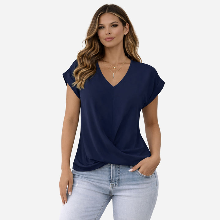 Arielle | V-Neck Knot Detail T-Shirt – Casual Summer Style