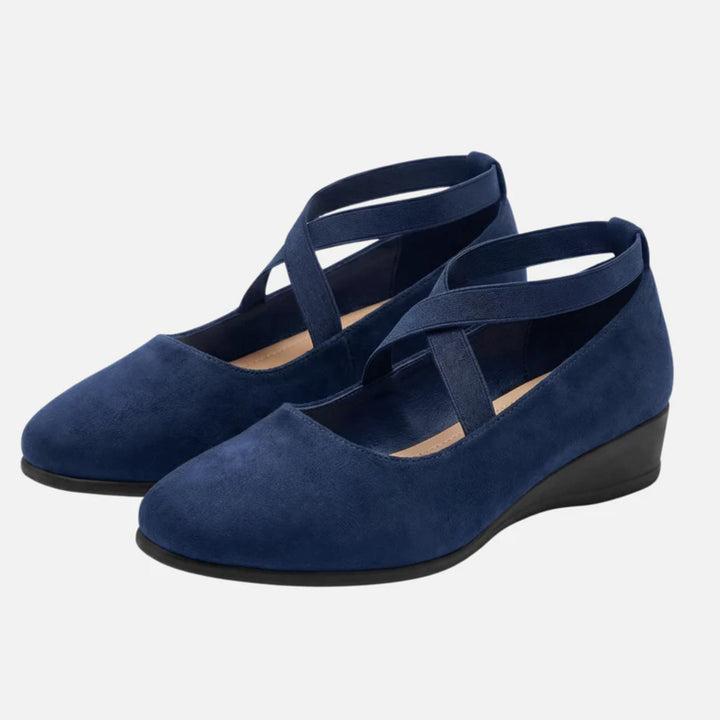 Lucy | Faux Suede Wedge Ballerinas – Elegant Strap Style
