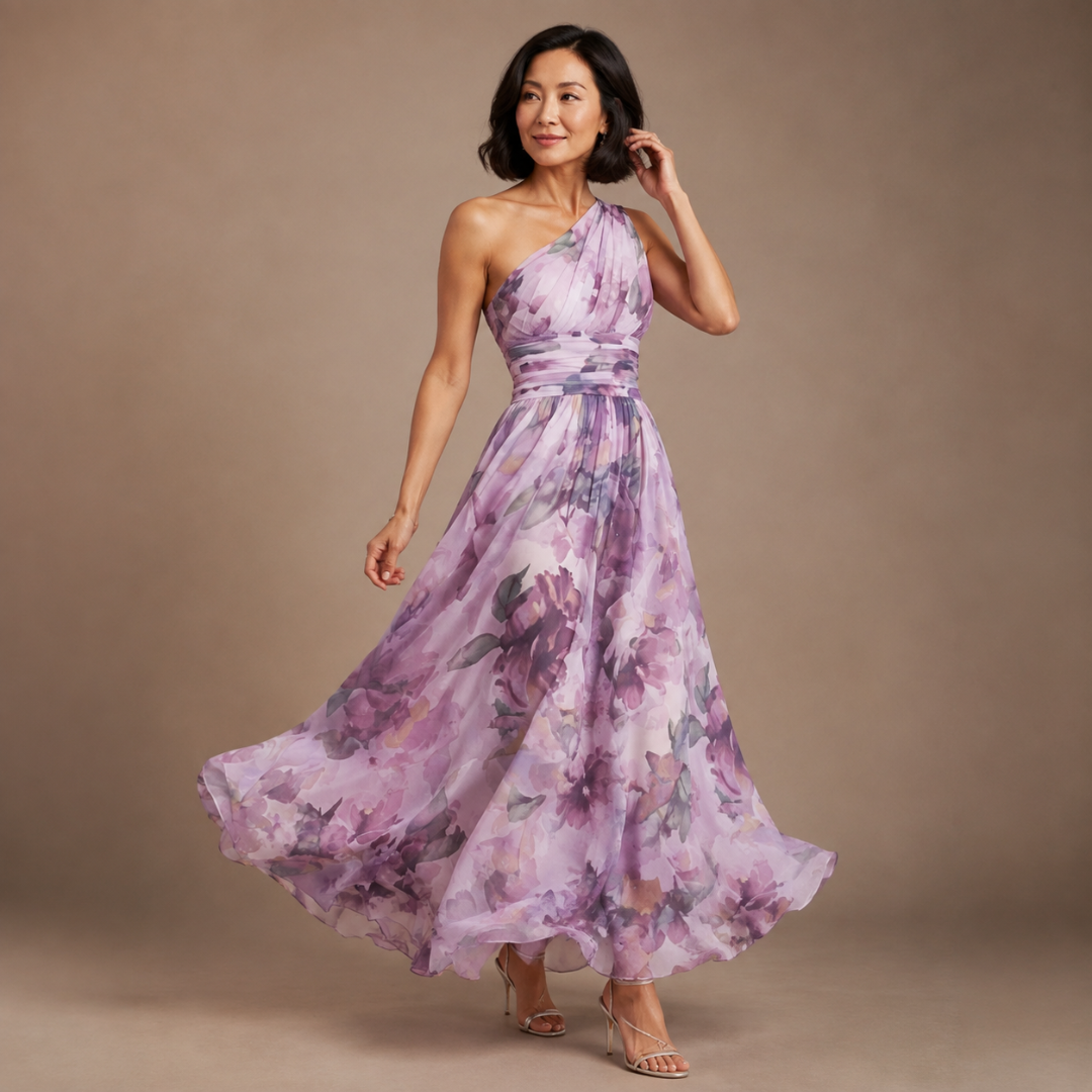 One-Shoulder Floral Maxi Dress