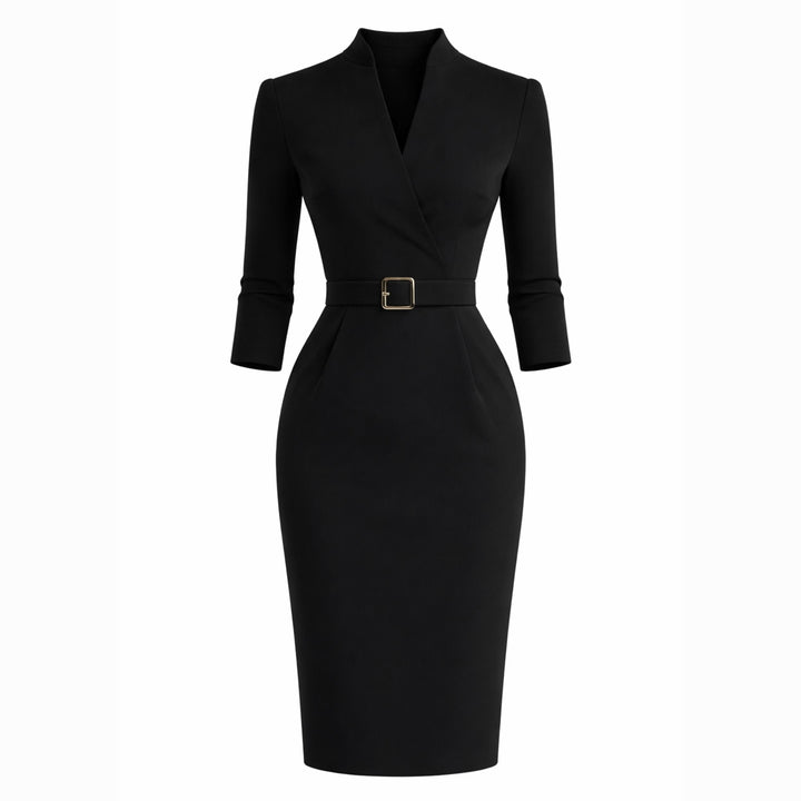 Gabriella | Belted Sheath Dress – Elegant Structured Style