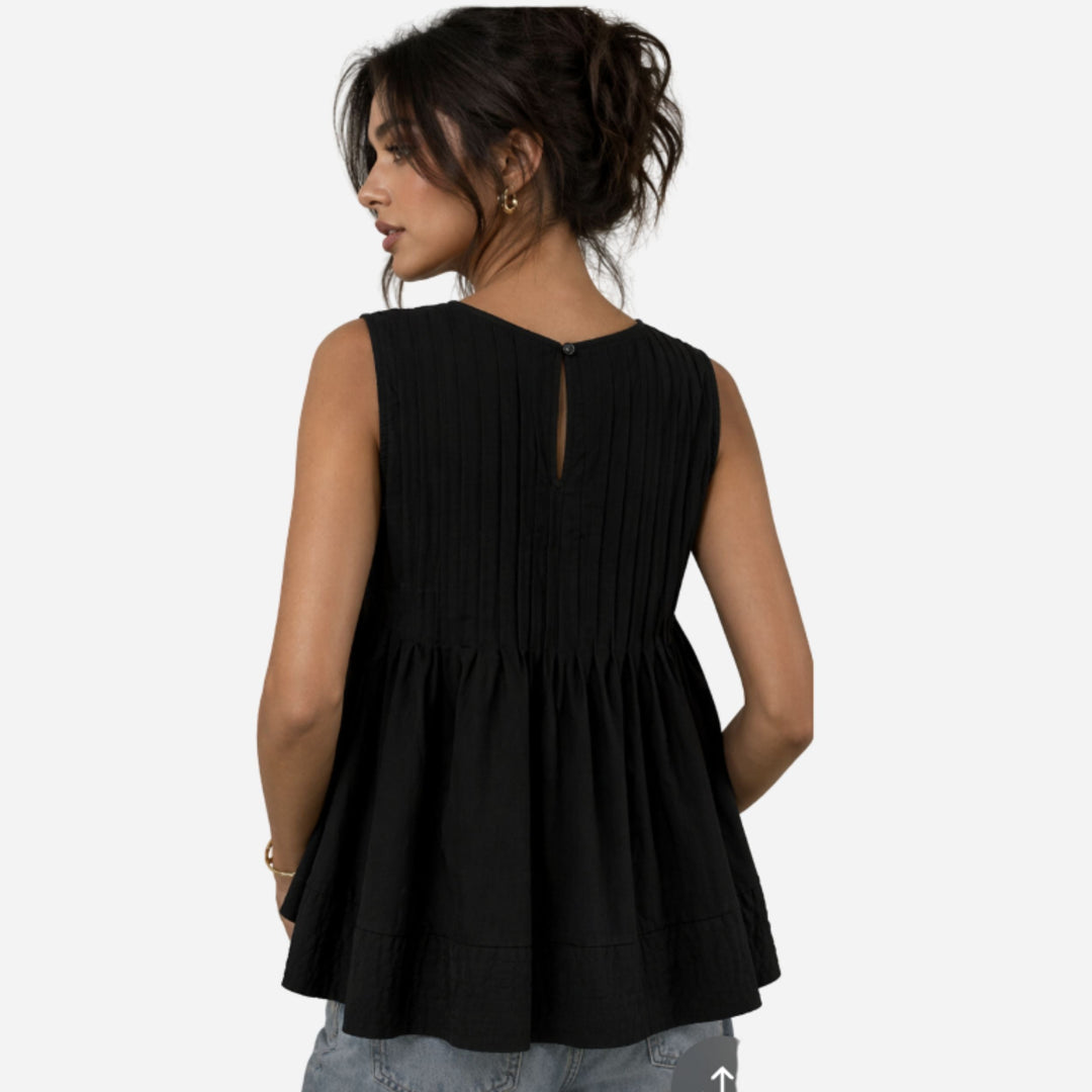 Anya | Pleated Peplum Sleeveless Blouse – Elegant Summer Style