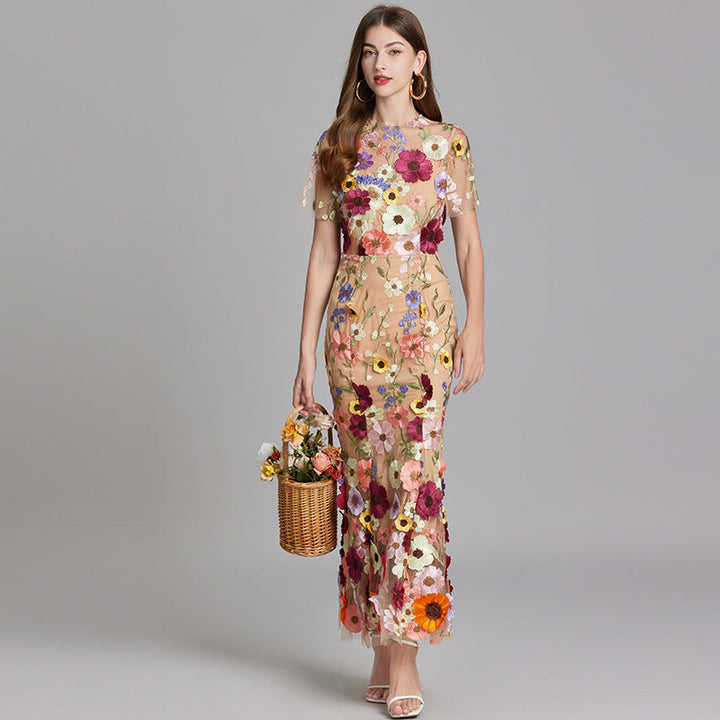 Marlowe | Tulle Floral Evening Dress with 3D Appliques