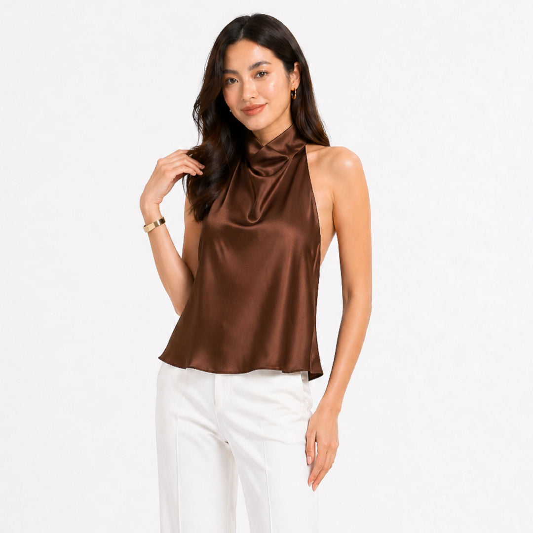 Florence | Satin Halter Dress – Luxe Evening Style