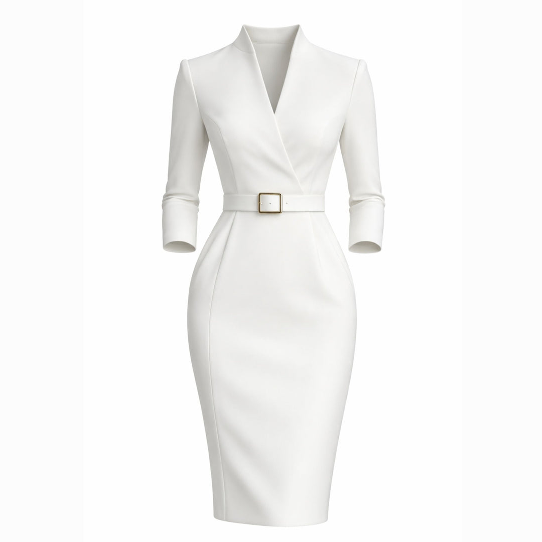 Gabriella | Belted Sheath Dress – Elegant Structured Style