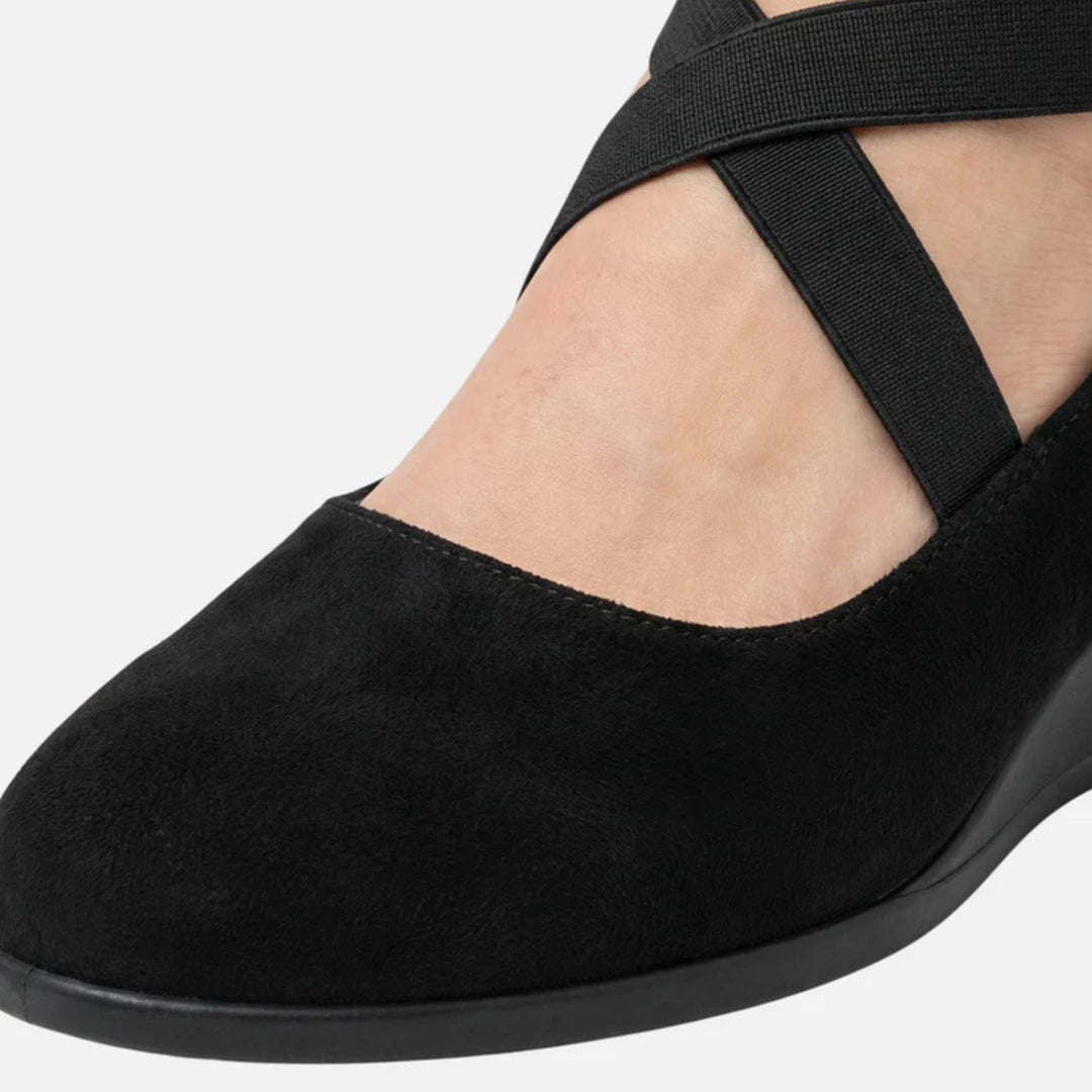Lucy | Faux Suede Wedge Ballerinas – Elegant Strap Style