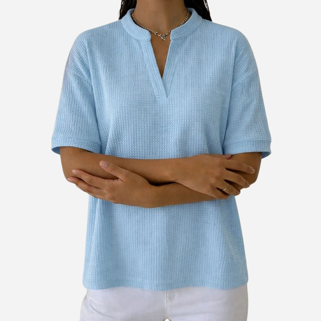 Juliette | Waffle Knit Short Sleeve T-Shirt – Casual Comfort Style
