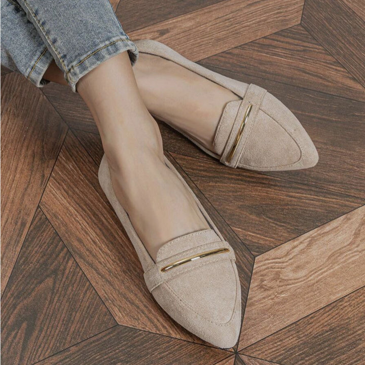 Isabella | Point Toe Metal Detail Loafers – Modern Flat Style