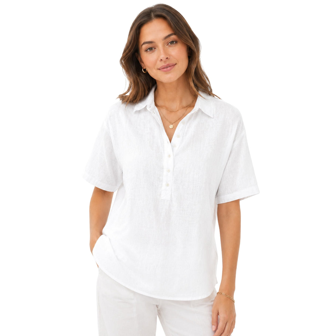 Sara | Timeless Linen Blouse - Natural Everyday Elegance