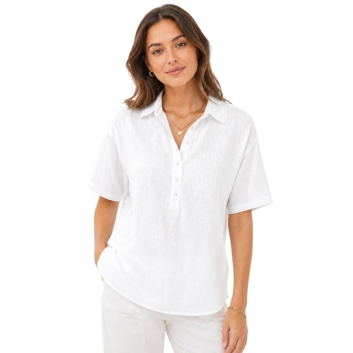 Sara | Timeless Linen Blouse - Natural Everyday Elegance
