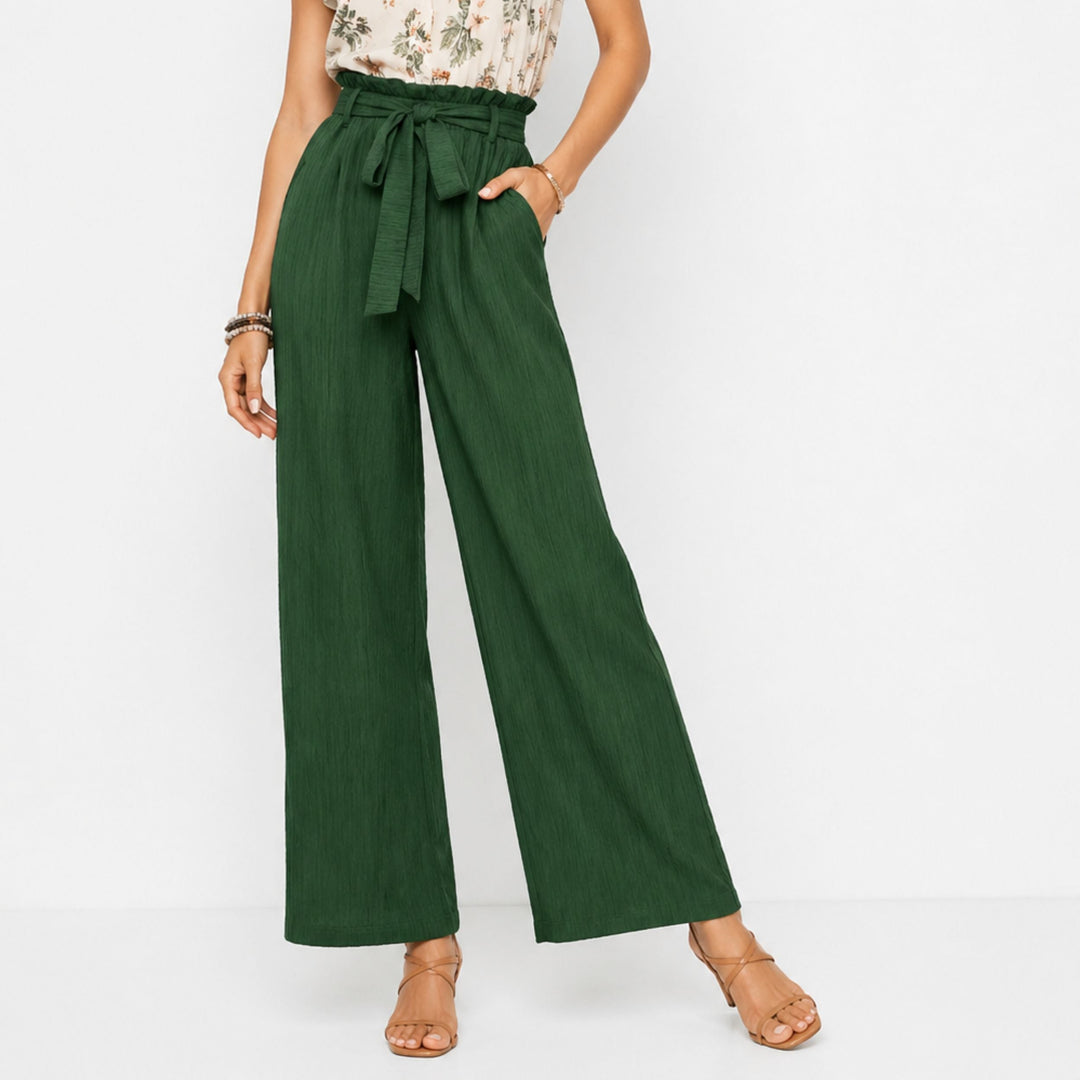 Bella | Tie Detail Elastic Trousers – Relaxed Elegant Style