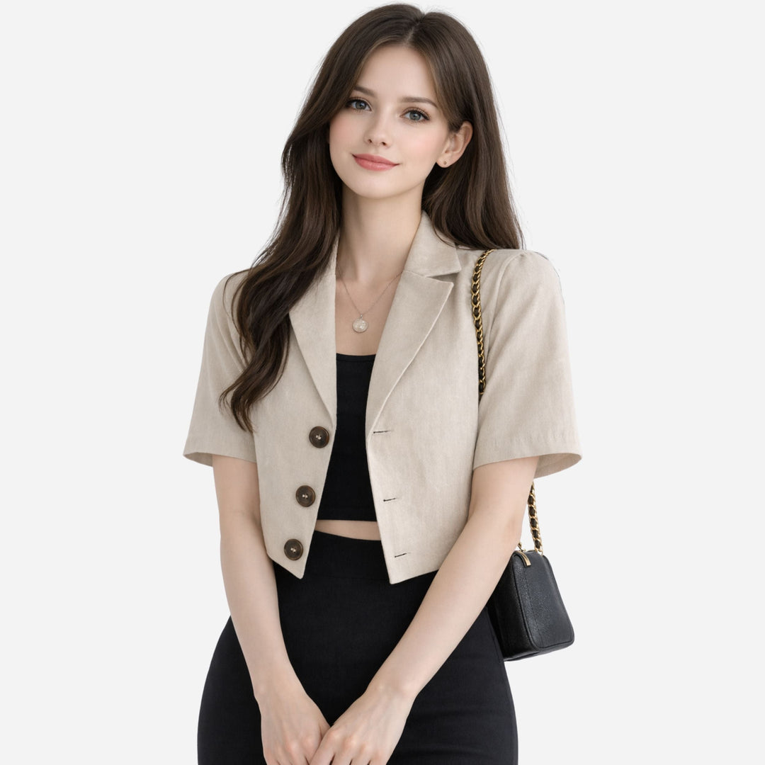 Camille | Cotton Linen Short Sleeve Top – Casual Summer Style