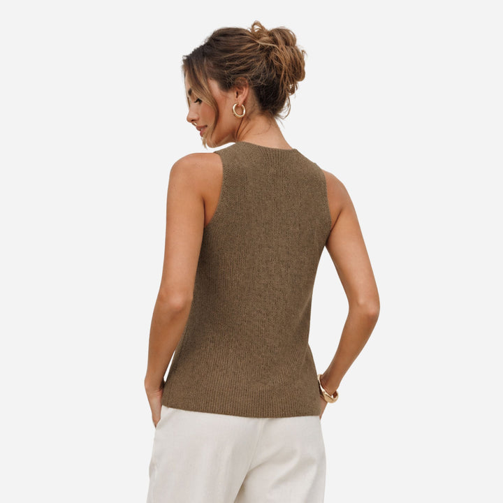 Jasmine | Cross Halterneck Knitted Top – Elegant Sleeveless Style
