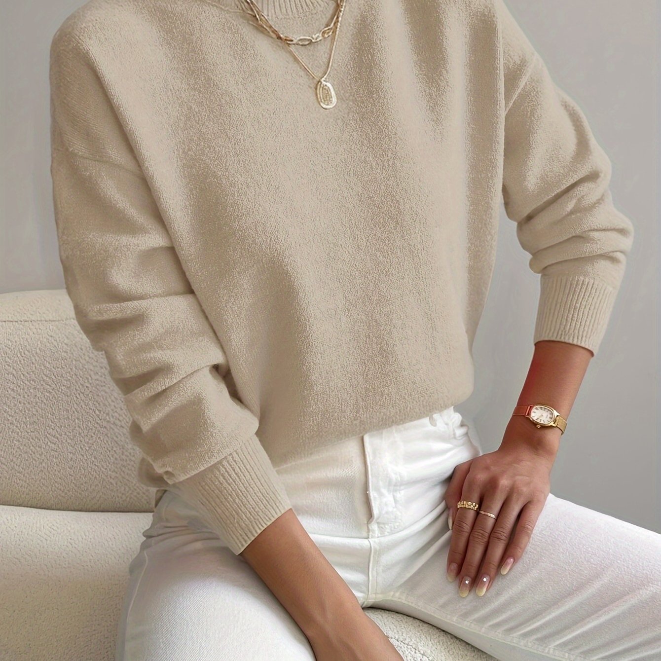 Rosalie | Mock Neck Drop-Shoulder Pullover