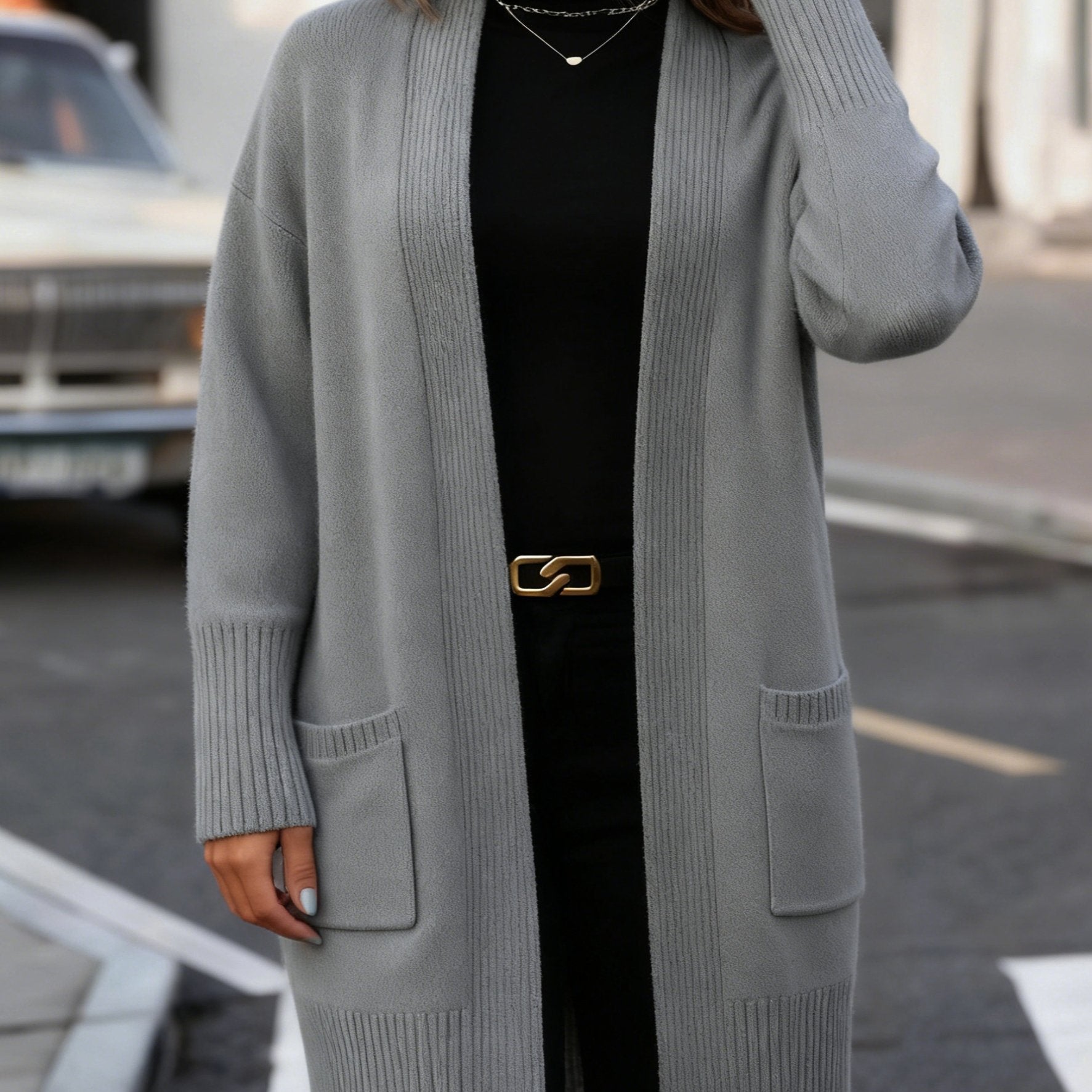 Adelaide | Plus Size Ribbed Pocket Cardigan