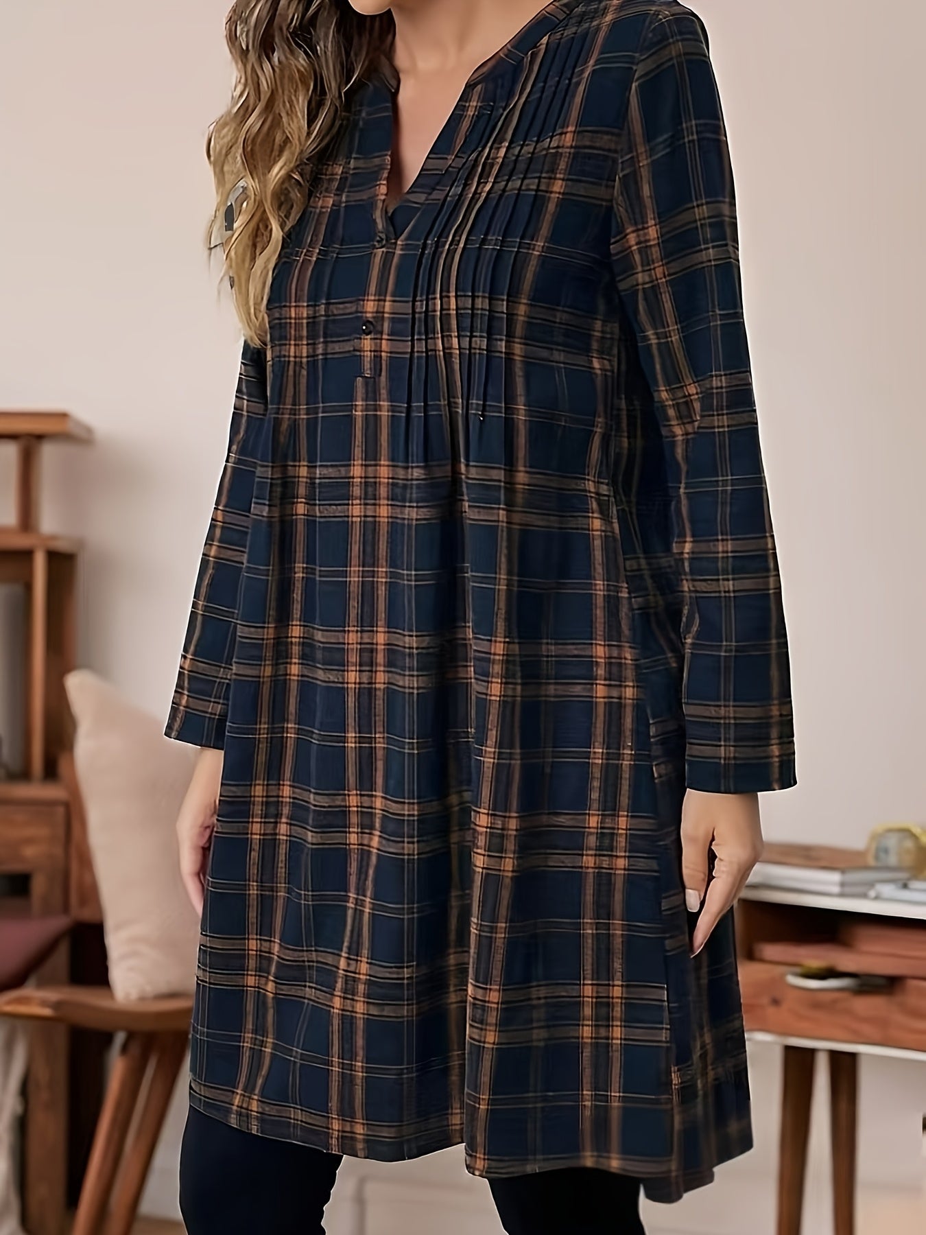 Cecilia | Checked V-Neck Open Cardigan