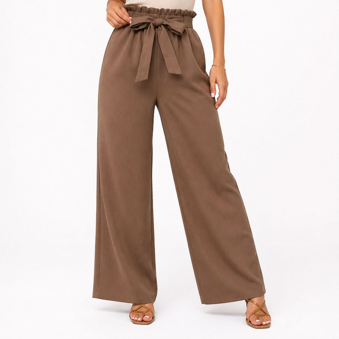 Bella | Tie Detail Elastic Trousers – Relaxed Elegant Style