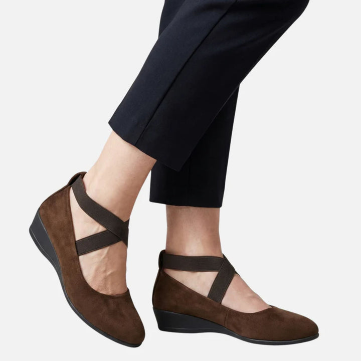 Lucy | Faux Suede Wedge Ballerinas – Elegant Strap Style