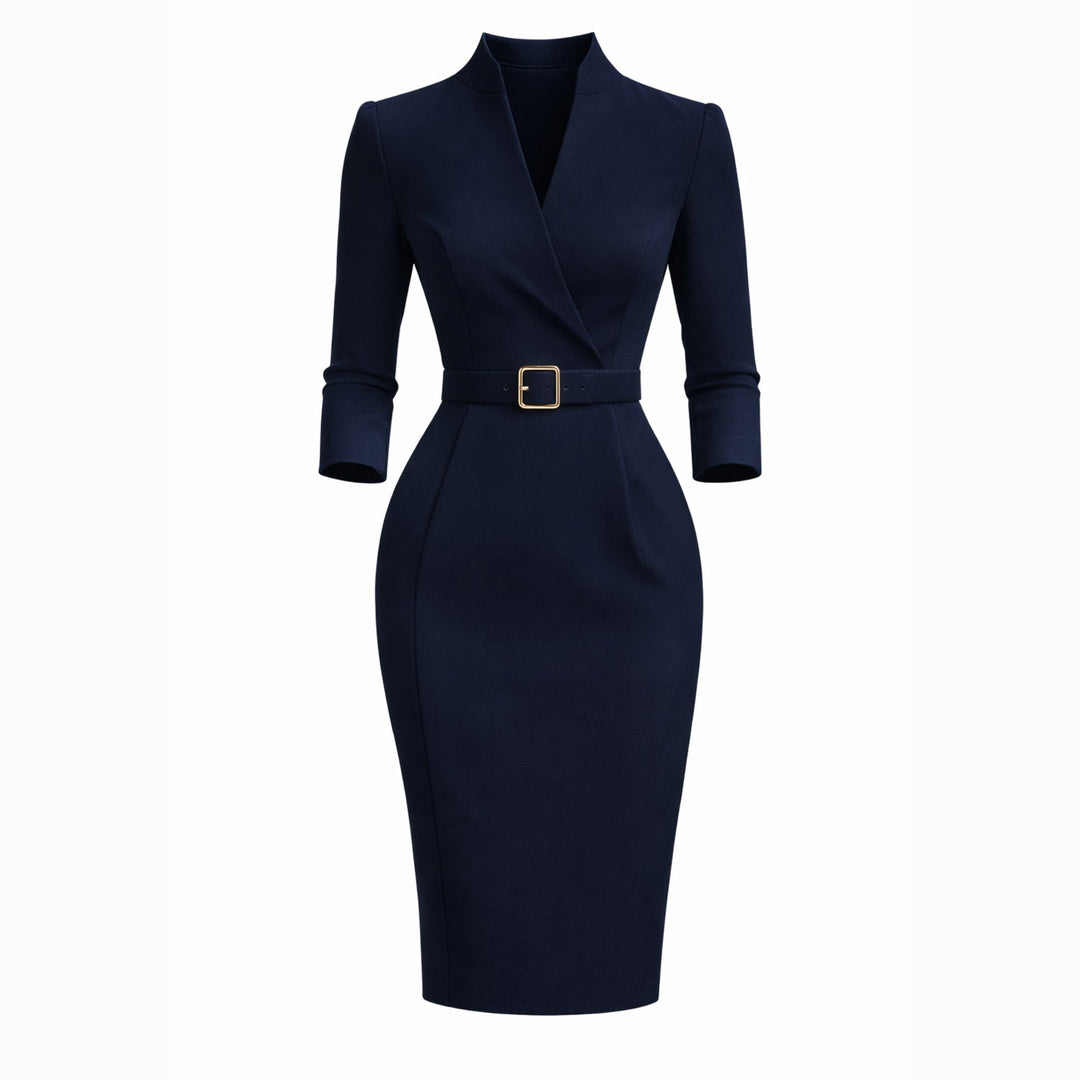 Gabriella | Belted Sheath Dress – Elegant Structured Style