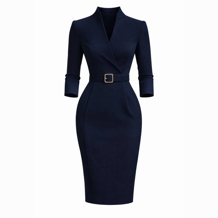 Gabriella | Belted Sheath Dress – Elegant Structured Style