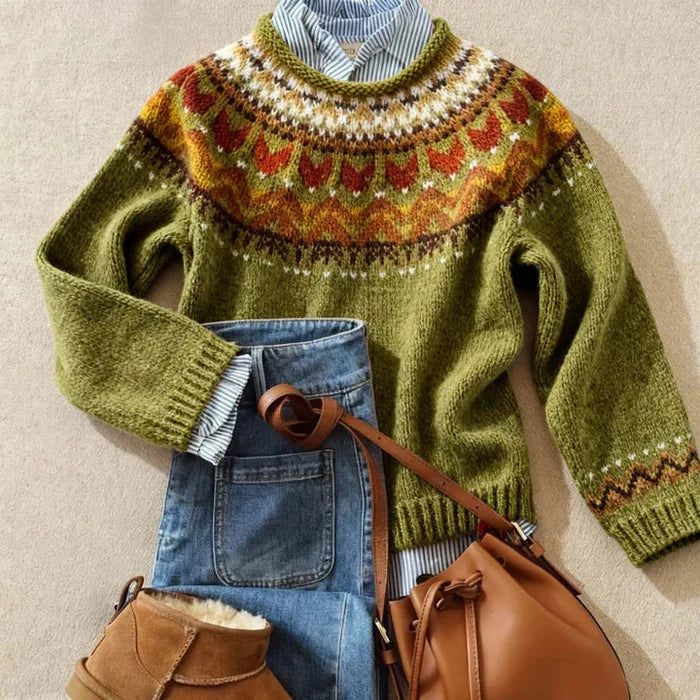 Vossara™ | Classic Vintage Knit Sweater