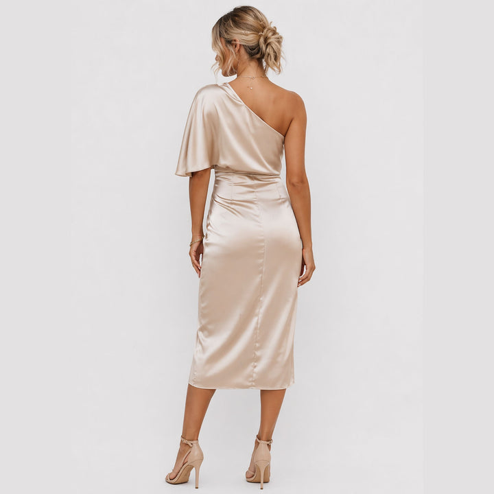 Lara | One-Shoulder Irregular Evening Dress – Elegant Statement Style