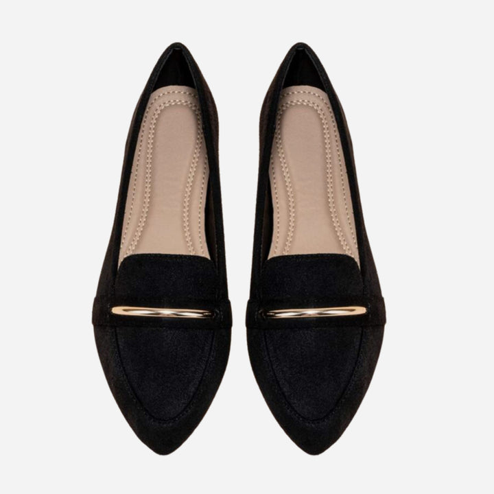 Isabella | Point Toe Metal Detail Loafers – Modern Flat Style
