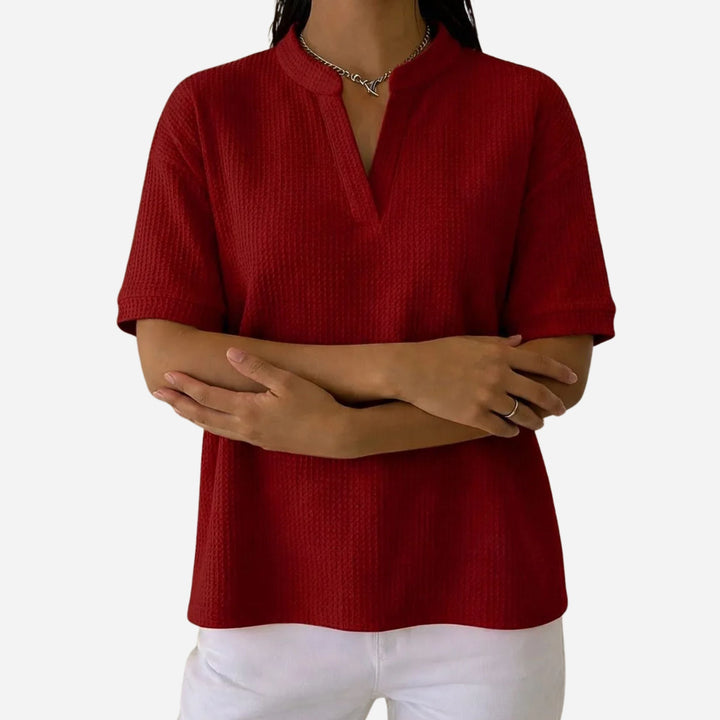 Juliette | Waffle Knit Short Sleeve T-Shirt – Casual Comfort Style