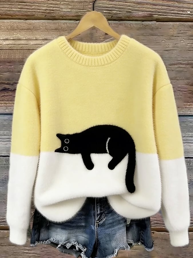 Bonnie™ — Cat Print Oversized Sweater