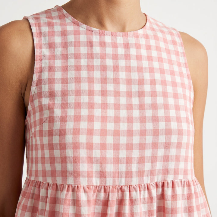 Ivy | Gingham Sleeveless Peplum Top and Wide-Leg Pants Set