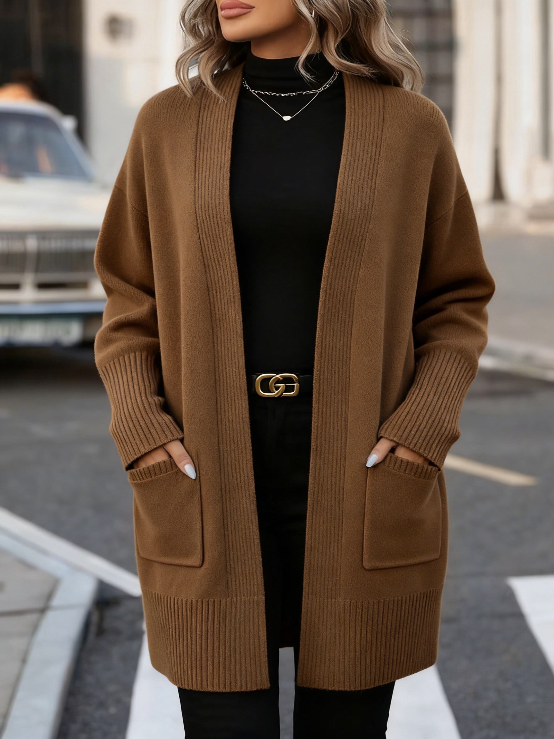 Adelaide | Plus Size Ribbed Pocket Cardigan