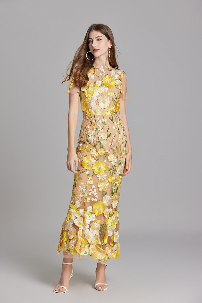 Marlowe | Tulle Floral Evening Dress with 3D Appliques