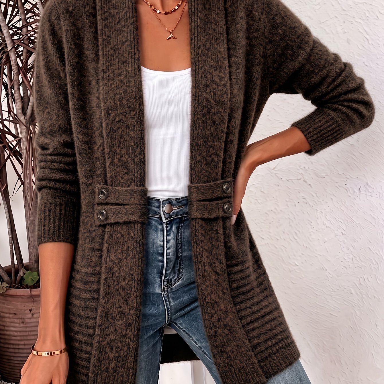 Beatrice | Belted Wrap-Style Longline Cardigan