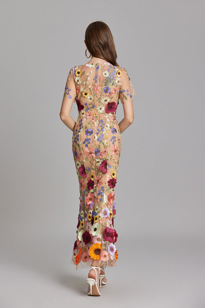 Marlowe | Tulle Floral Evening Dress with 3D Appliques