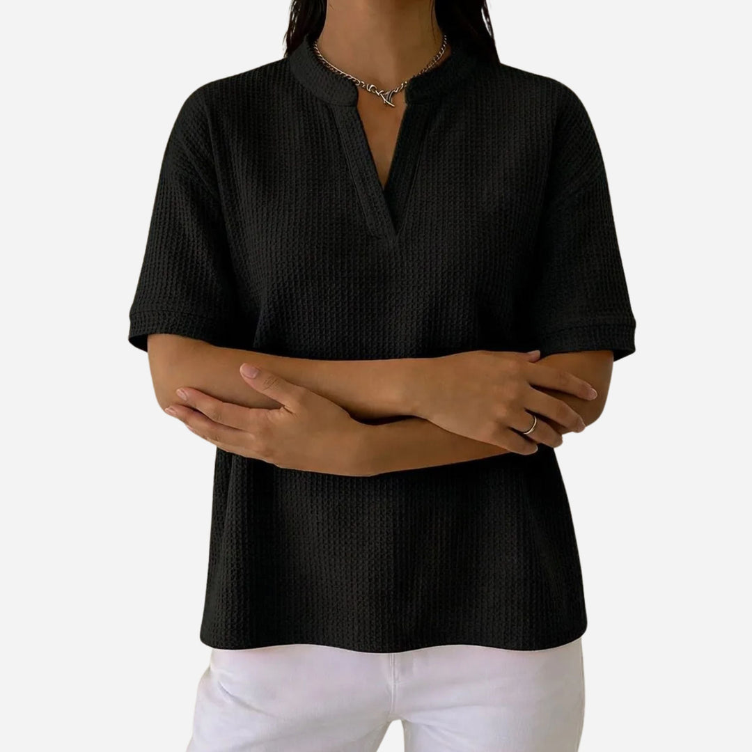 Juliette | Waffle Knit Short Sleeve T-Shirt – Casual Comfort Style