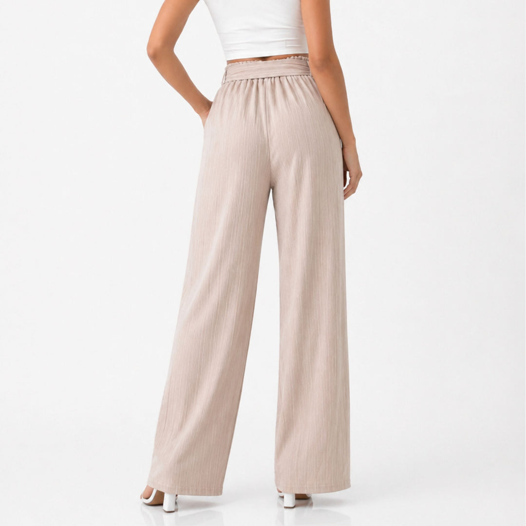 Bella | Tie Detail Elastic Trousers – Relaxed Elegant Style