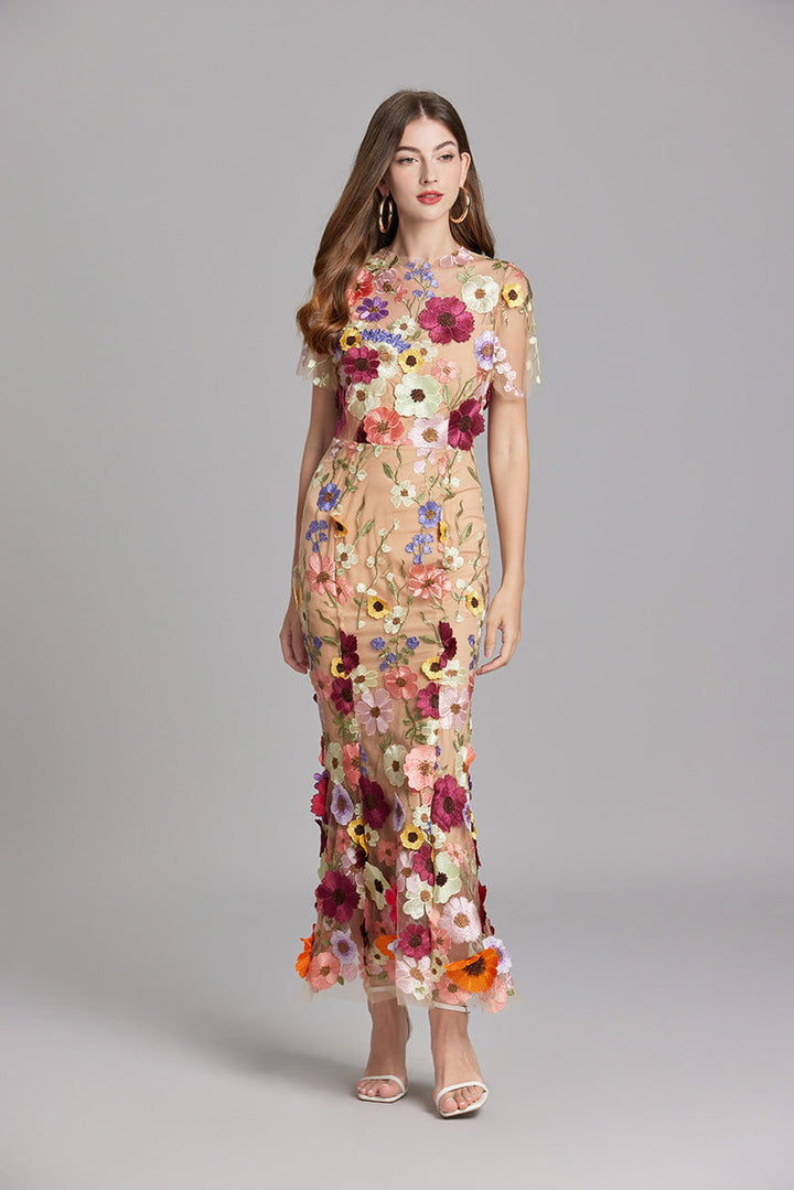 Marlowe | Tulle Floral Evening Dress with 3D Appliques