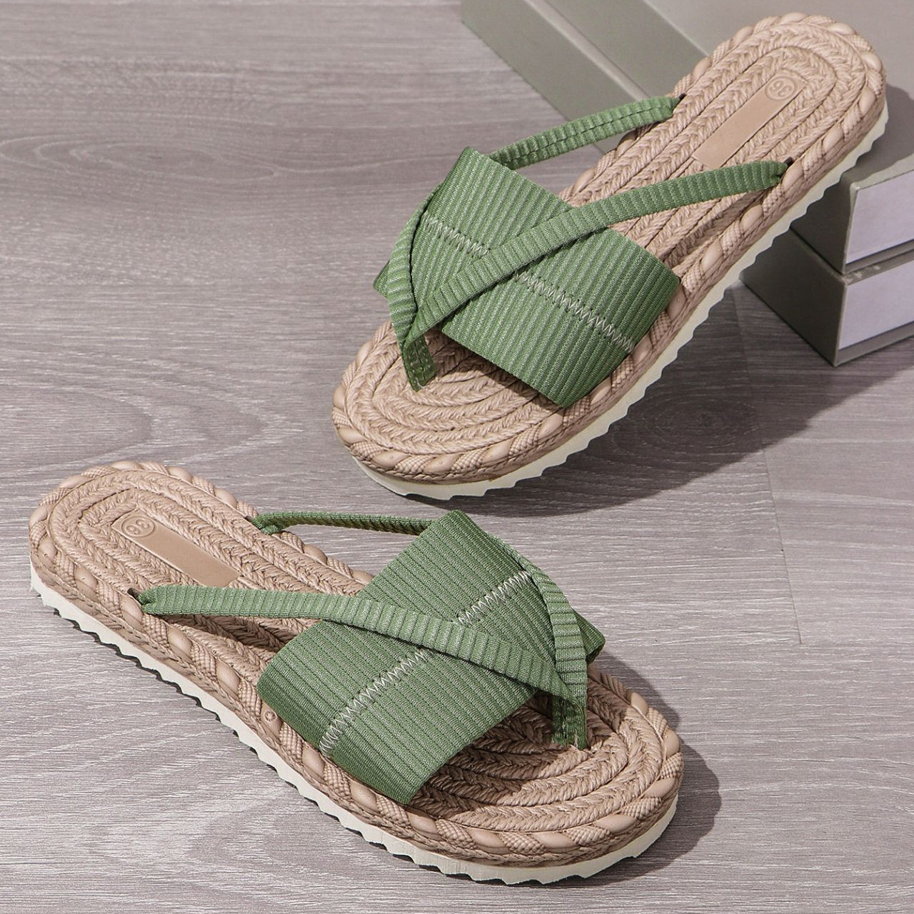Nina | Casual Knit Strap Summer Beach Flip Sandals