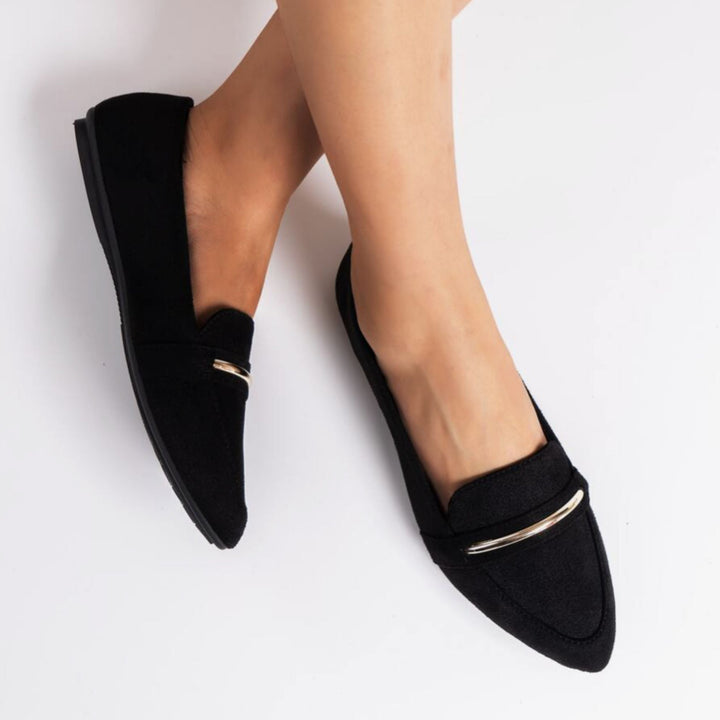 Isabella | Point Toe Metal Detail Loafers – Modern Flat Style