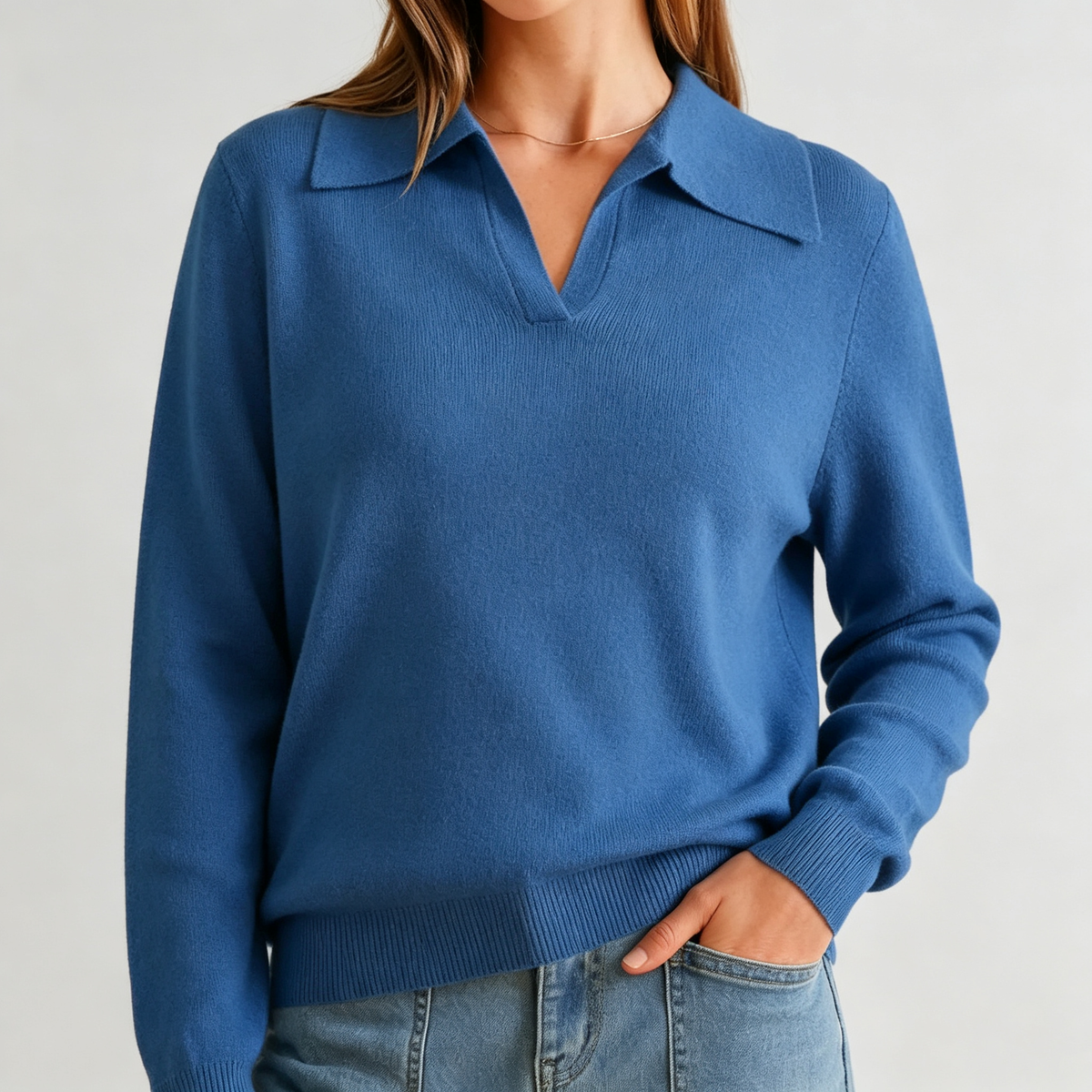 Vora | Collared V-Neck Knit Sweater
