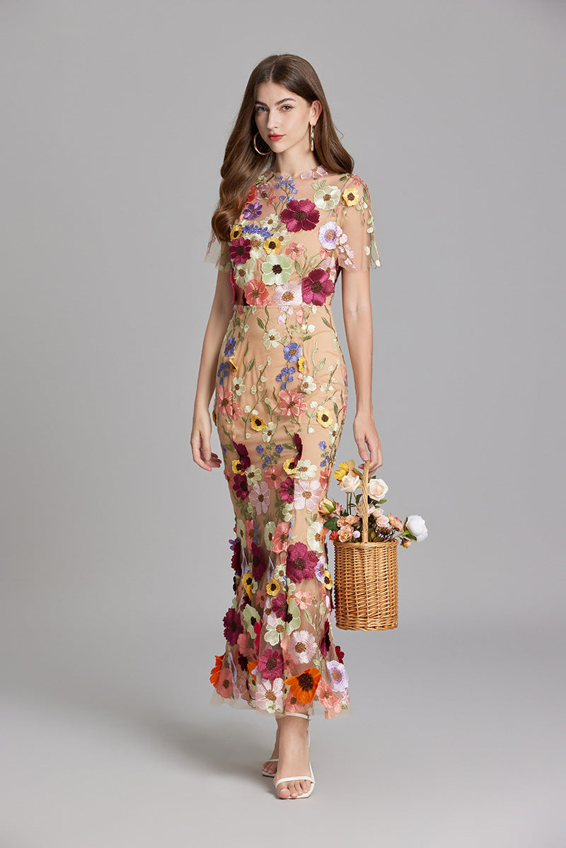 Marlowe | Tulle Floral Evening Dress with 3D Appliques