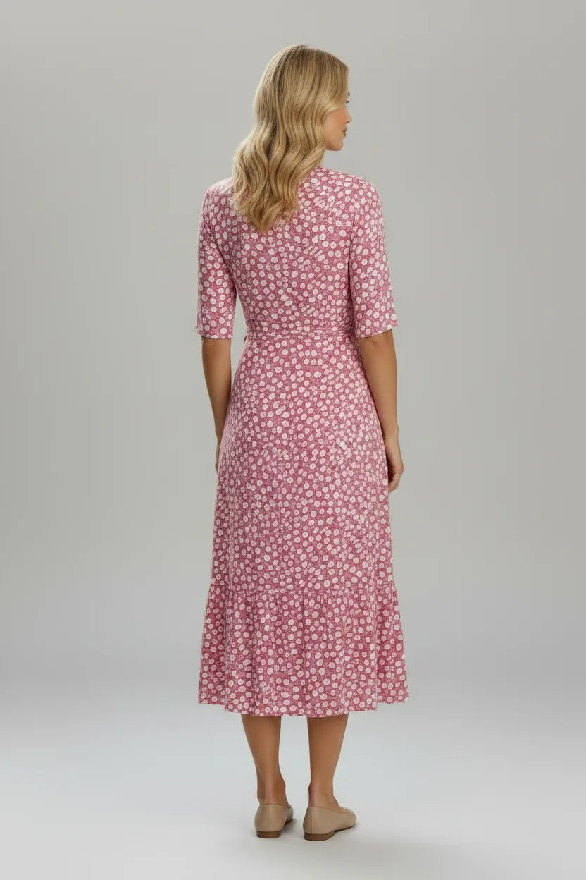 Annie| Elegant Tummy-Flattering Polka Dot Midi Dress
