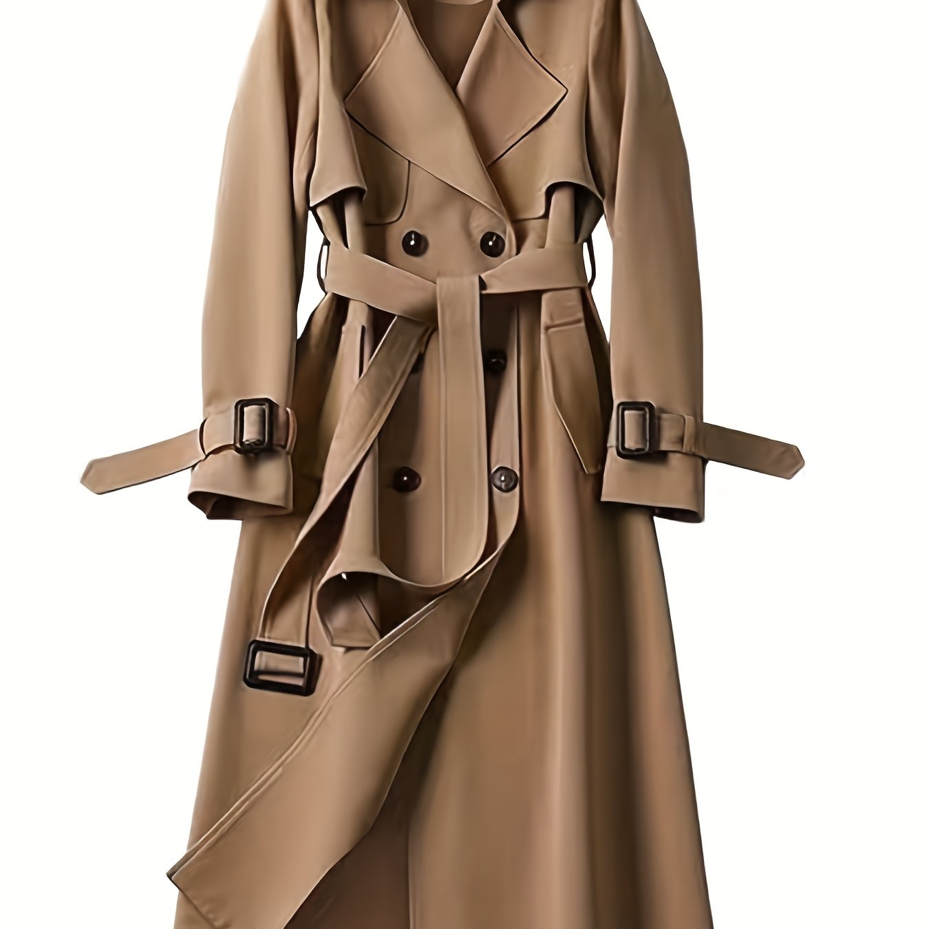Genevieve | Double-Breasted Knee-Length Trench Coat