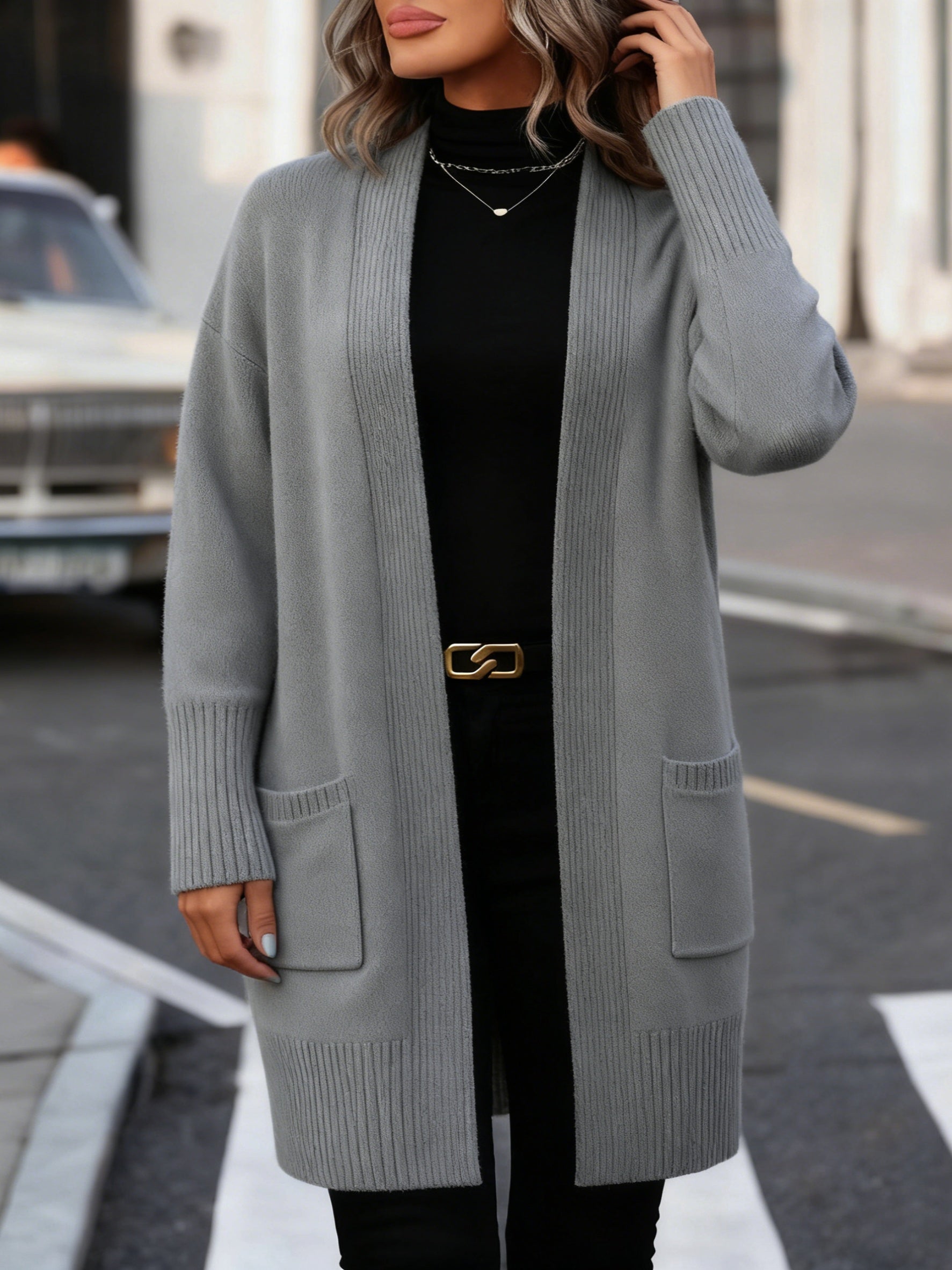Adelaide | Plus Size Ribbed Pocket Cardigan