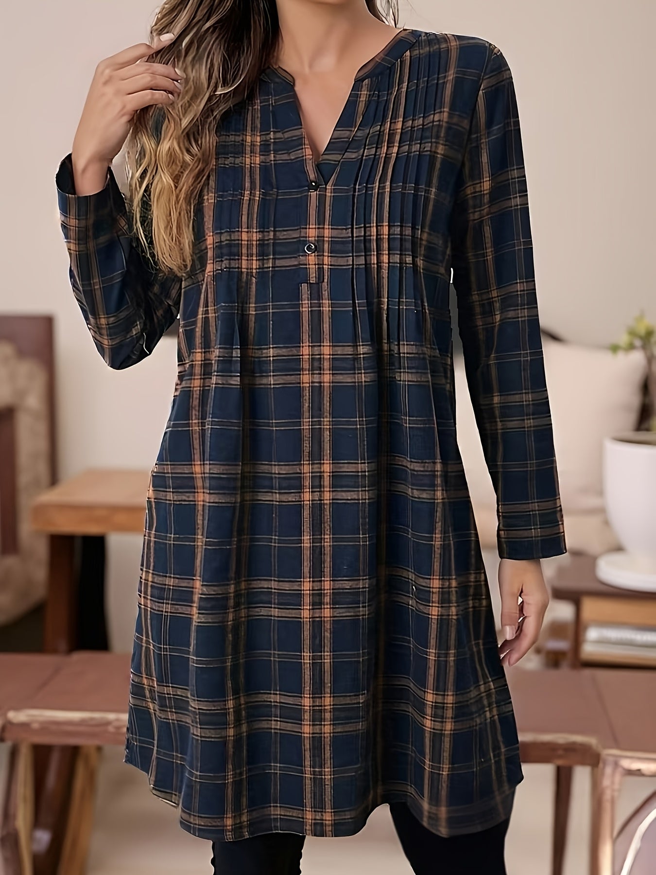 Cecilia | Checked V-Neck Open Cardigan