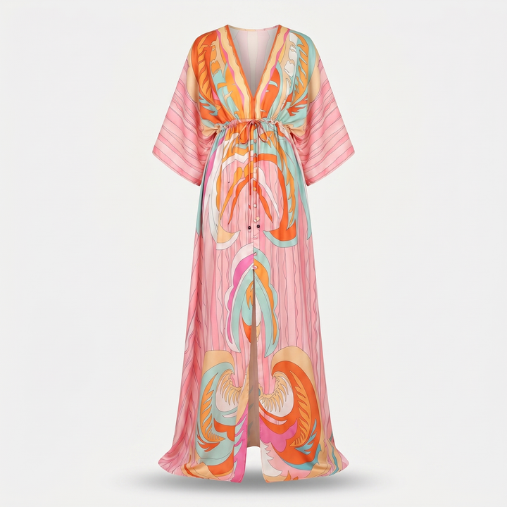 Alice | Abstract Print Kaftan Style Maxi Dress