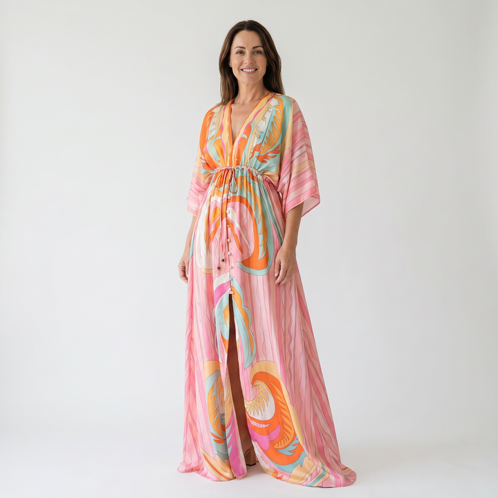 Alice | Abstract Print Kaftan Style Maxi Dress