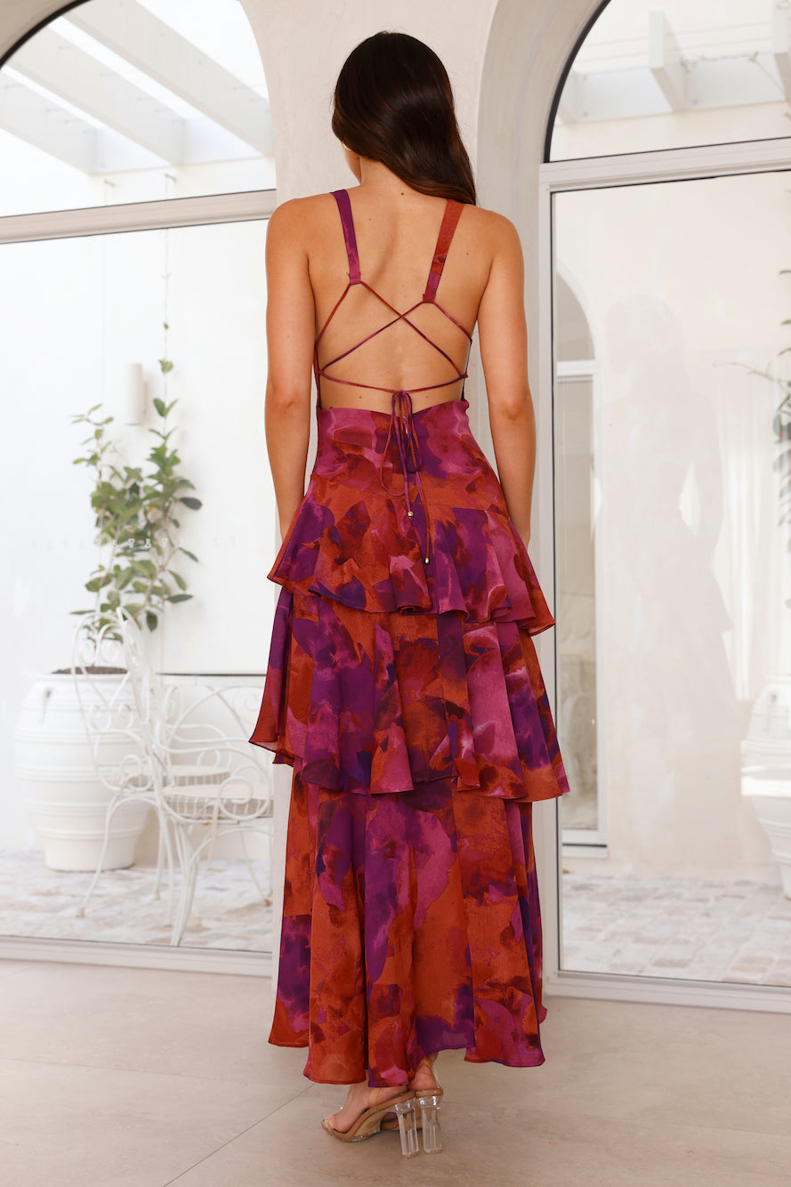 Mila | Airy Chiffon Long Dress with Flower Pattern